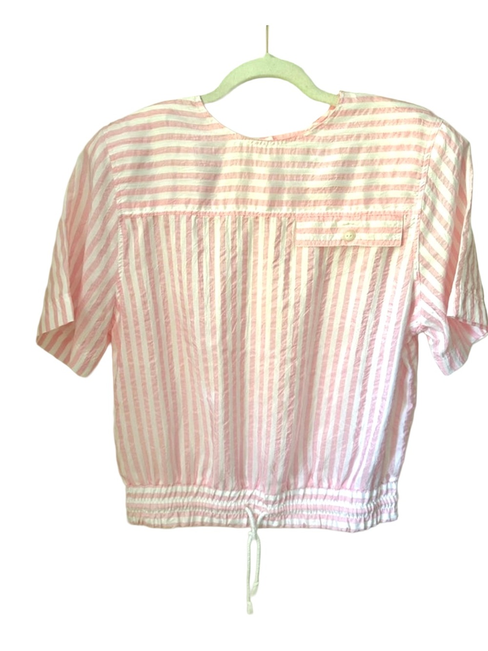 70s Vintage Striped Drawstring Top